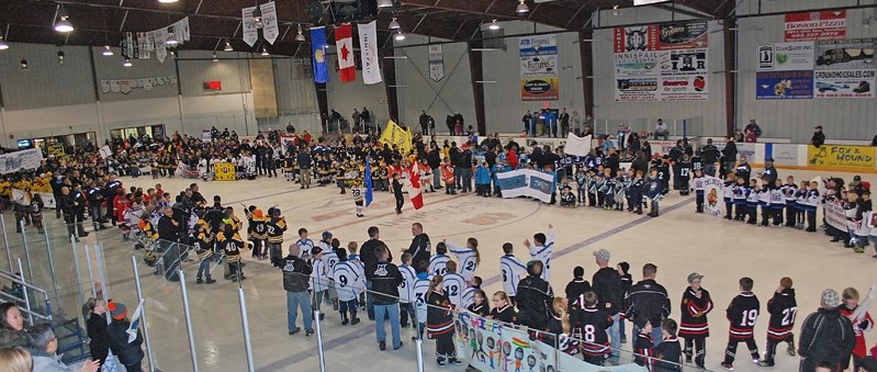 About 3,000 Atom and Novice hockey players from 48 teams joined together March 28 for the 2014 Tournament of Champions opening ceremonies.
