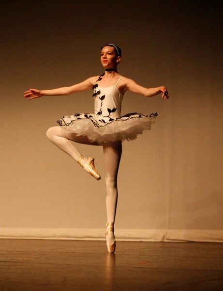 Penhold School of Dancer Lyla-Jean Dezall stands en-pointe during the June 1 dance recital at the Red Deer Memorial Hall.