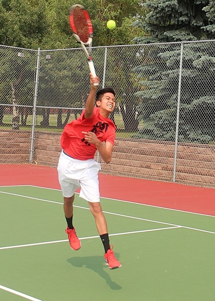 Charvher Dael serves during one of his recent practises in Innsifail.