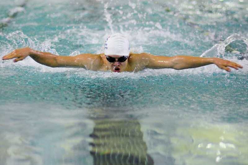 Innisfail&#8217;s Hidde Geurts goes for the gold during a recent swim meet.