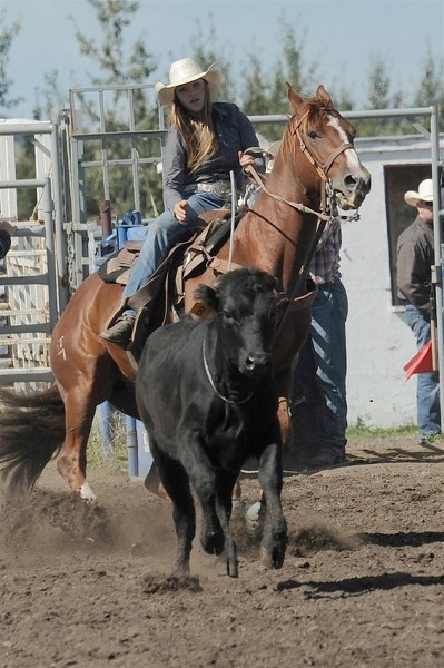 Bowden&#8217;s Maria Robinson won the breakaway roping event at the Alberta High School Rodeo held from Aug. 30 to Sept. 1 at the Bowden Rodeo grounds.