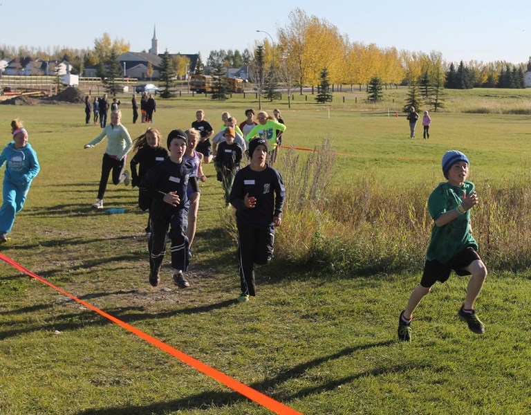 Grade 6 students from eight local schools participate in the Chinook&#8217;s Edge Northern Athletic Association cross country run on Oct. 2 held at Innisfail&#8217;s