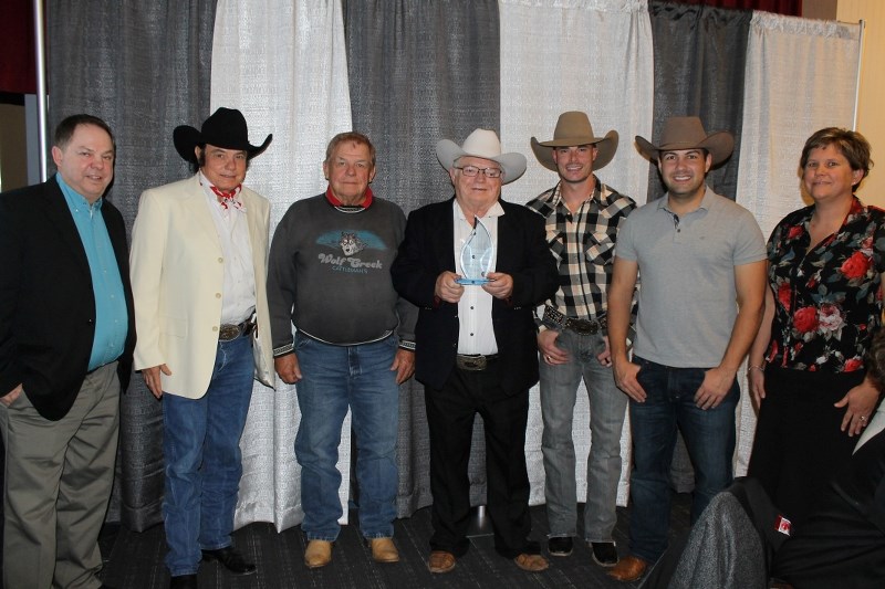 The Daines family businesses took home the 2014 Business Contribution Award for the Innisfail Auction Market and the Daines Rodeo at the Awards Gala on Oct. 17. From left to