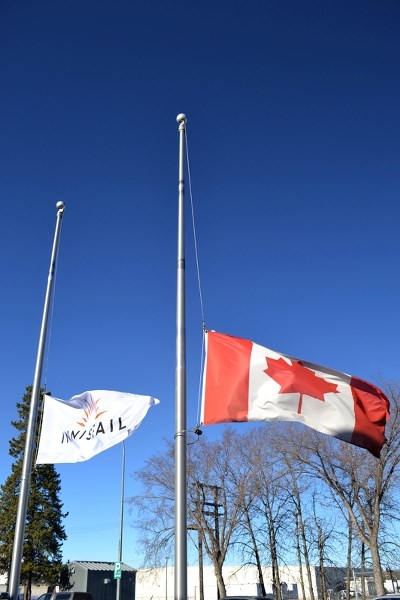 The Canadian and Town of Innisfail flags were at half mast Oct. 23 in remembrance of Cpl. Nathan Cirillo who was killed Oct. 22 while on honoury guard duty at the National