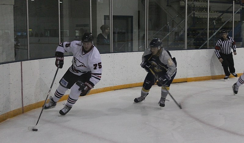 Pete Vandermeer soars down the right side with a puck during a recent Eagles game.