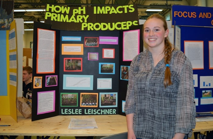 Leslee Leischner was one of about 90 Grade 9 students taking part in the annual science fair at Innisfail High School on Feb. 24.