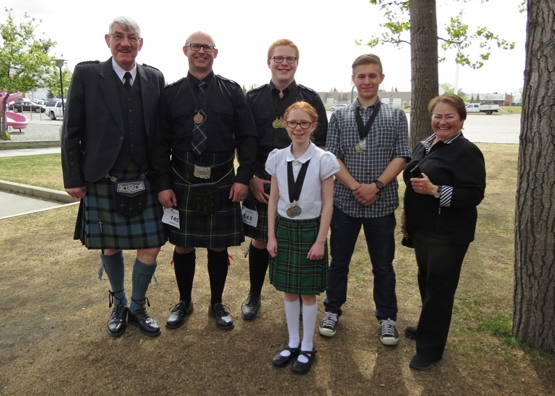 Members of the Innisfail Legion Pipe Band recently competed in the Ogden Legion Indoor Highland Games in Calgary (April 30) and placed in every competition they entered. From 
