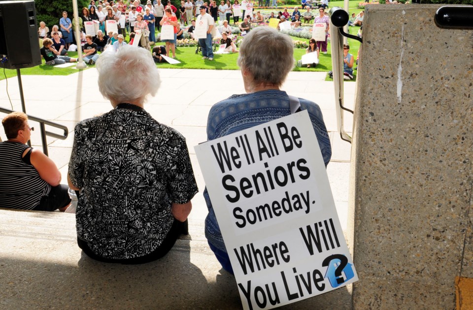 About 300 people gathered at City Hall Park Tuesday to try and change the provincial government&#8217;s plan to close two City nursing homes.