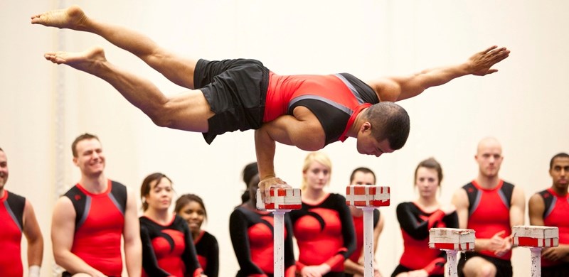 The Acronaires, an acrobatics group from Canadian University College performed at the Ralph Klein Centre on March 20.