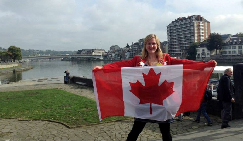 Courtney Schafer from Olds is currenly living in Belgium for a year while on a youth exchange. Here, she stands in front of river canals in the town of Namur.