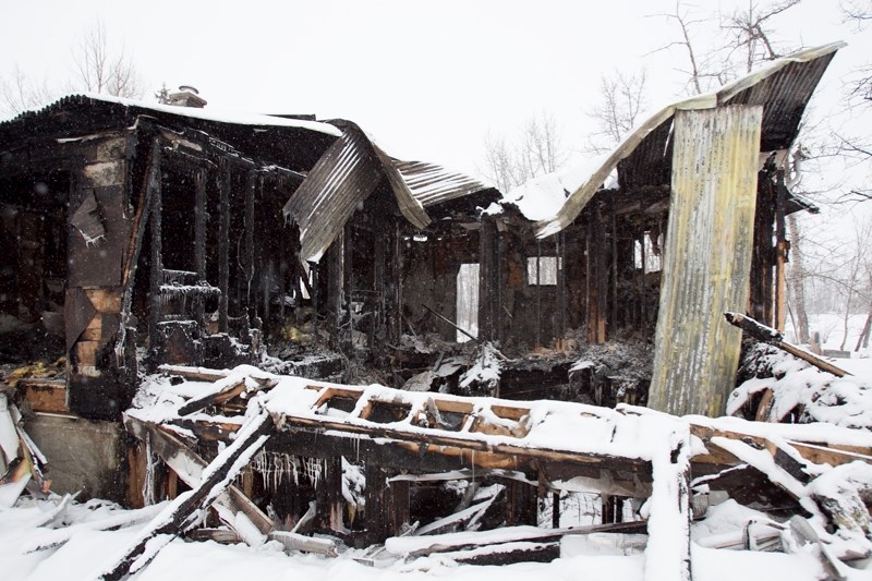 Pictured are the remains of a house that was destroyed in a fire on the evening of Jan. 27 at a rural property across from the Bowden Institution.