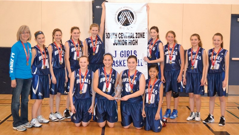 The Olds Koinonia Christian School girls junior A team won the South Central 1J zone championship on their home court on the weekend of March 7 and 8 after defeating Rosemary 