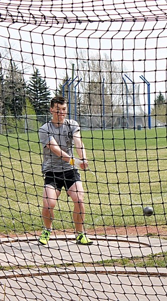 Andreas Troschke, 15, won a gold medal in the midget hammer throw at the Calgary Track and Field meet on June 15 in Calgary. The Olds High School student threw 49.09 metres