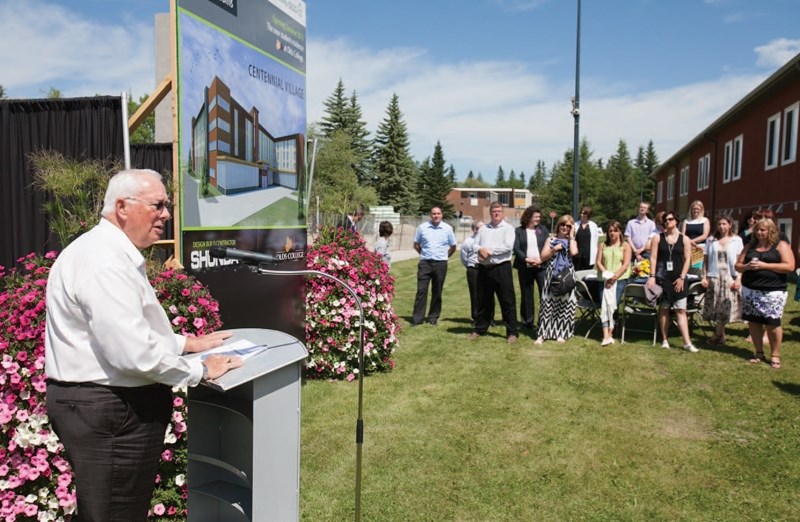 Representatives from Olds College, the Town of Olds, Shunda Construction and the government of Alberta perform a ceremonial groundbreaking. CLICK ON PHOTO FOR LARGER IMAGE