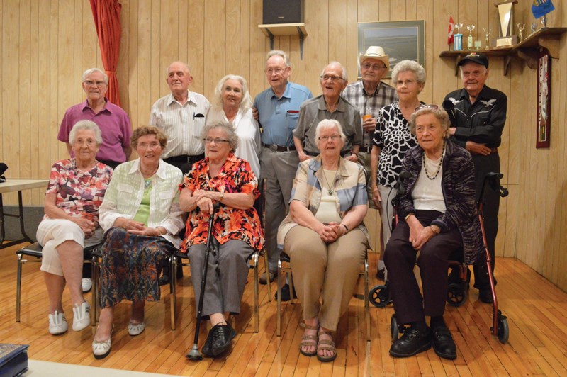 Pictured above are members of Olds High School&#8217;s Grade 10 class from the 1941-42 school year. The group got together at the Coburn Hall on July 23 and 24 to catch up