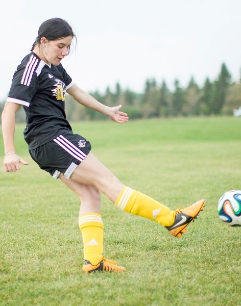 Olds College Broncos soccer player Jessica Small at Normie Kwong Park on Sept. 29.