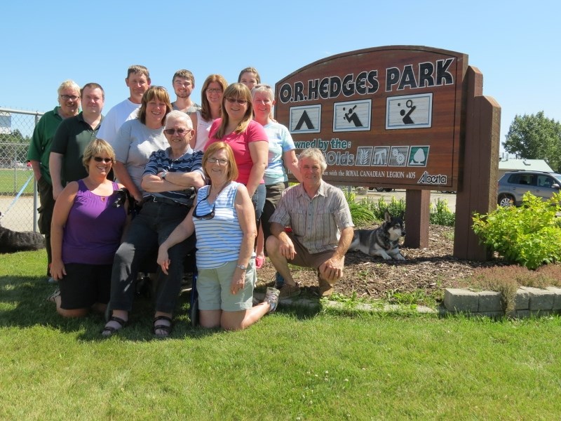 People pose during the Hedges family reunion. From left to right: (back row) Randy Hedges, David Hedges, Darrell Barr, Brandon Hedges,Loralie Hedges and Brittney Hedges.