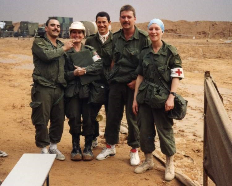 Olds resident and Gulf War vet Leslie Manchur (far right) poses with some of her colleagues during the first Gulf War.
