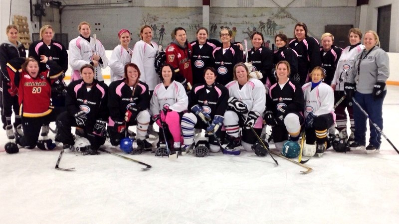 ESSO Fun Day is a hockey program for adult women who never had the chance to play the game. The Olds College Broncos hosts the clinics every Sunday and participants are