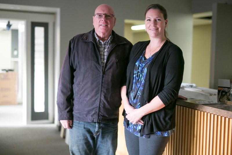 Physician Clarence Graff and optometrist Allison Adema at the new medical clinic and eye care centre that is currently under renovation in Olds.