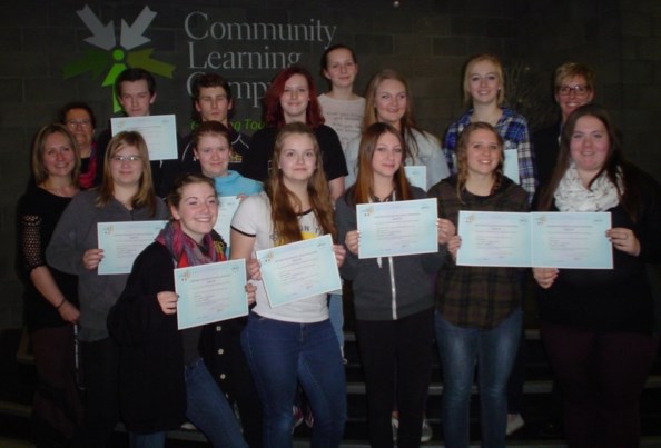 Olds High School French Immersion students show the awards they received March 21 during Sweet Success, a celebration at the school. Front row L-R: Kailynn Rose, Mikayla