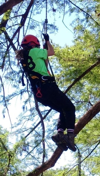 Olds resident Kali Alcorn competes in the footlock segment of the International Tree Climbing Championships, held April 1-3 in San Antonio, Texas.