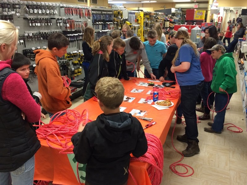 4-H members learn the ropes during a hands-on session at the UFA Farm and Ranch Store in Olds.