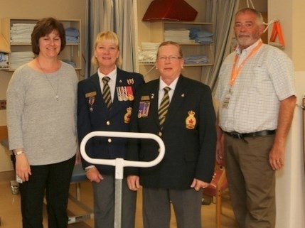 Olds Legion and Olds Hospital and Care Centre (OHCC) officials pose with equipment the facility was able to obtain, thanks to legion donations. From left: OHCC