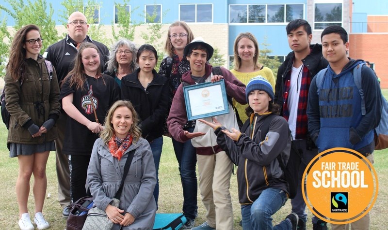 Volunteers and members of Olds High School&#8217;s Fair Trade steering commitee.&lt;br /&gt;Back row: Kent Lorenz, Bev Toews, Martina Zumbuehl, Melanie Hillier, Martin Cruz.