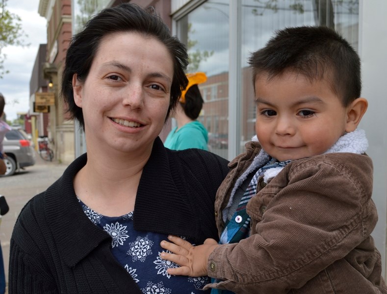 Tosha Moore and her two-year-old son Wyatt. As of Monday morning, Moore&#8217;s family was seeking a place to live in Olds after being evacuated from Fort McMurray.