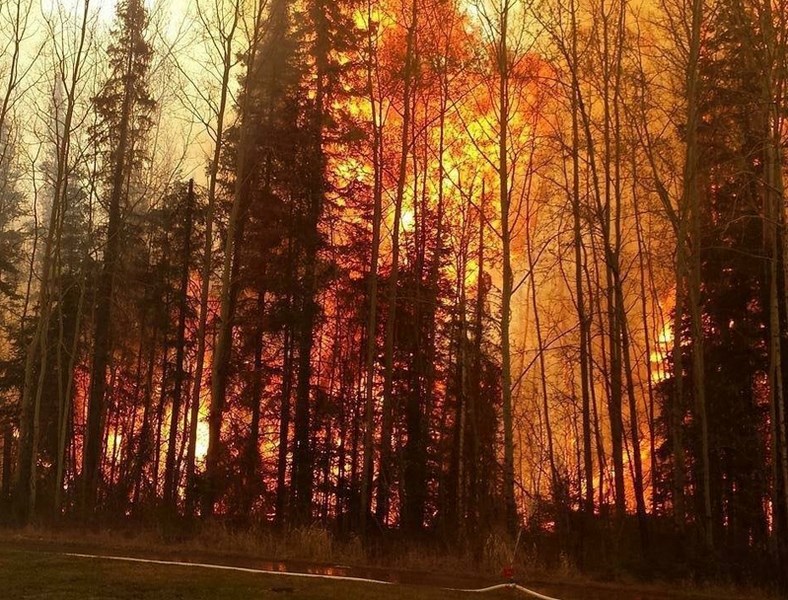 Firefighters were faced with scenes like this along Highway 63 in the Fort McMurray area.