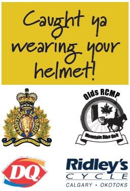 Olds RCMP, in conjunction with the local Dairy Queen and Ridley&#8217;s Cycle of Calgary and Okotoks, are rewarding young cyclists who are found wearing bike helmets as they