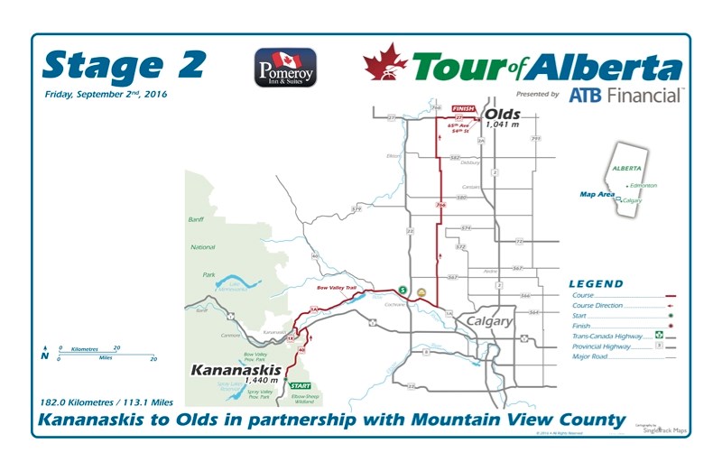 Tour of Alberta&#8217;s Stage 2 from Kananaskis to Olds.