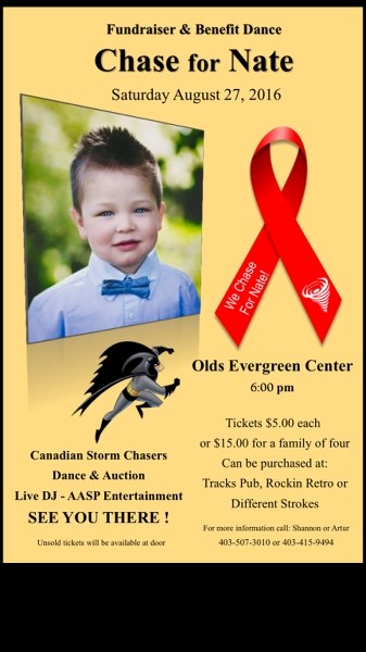 A fundraiser is being held for Chase Nate in Olds on Aug. 27.