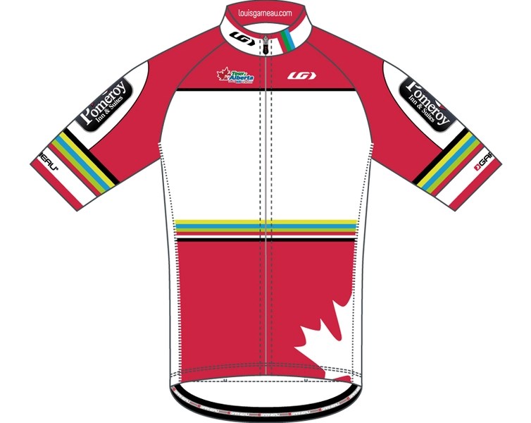 In the Tour of Alberta, the Canadian rider with the best cumulative time wears the red jersey.