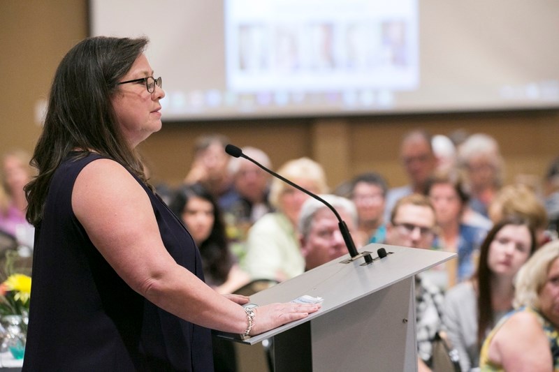 Michelle shares her story with those in attendance during The Conversation Has to Happen conference at the Pomeroy Inn &#038; Suites on Sept. 10.