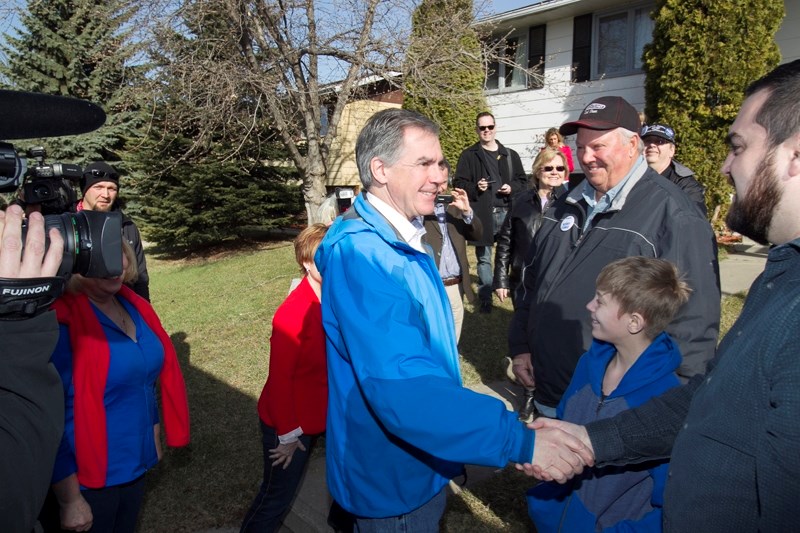 The late former premier Jim Prentice on the campaign trail in Olds.