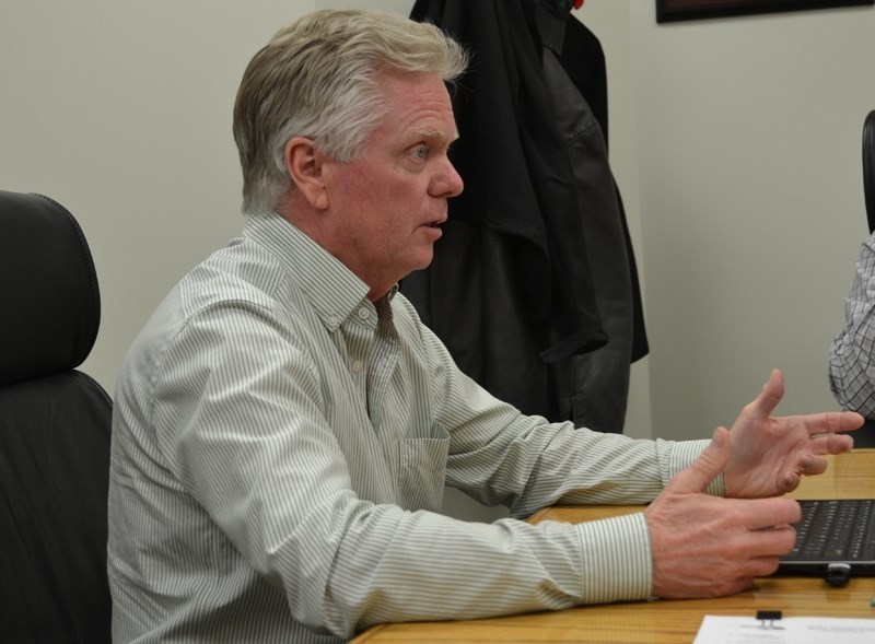 Stan Orlesky, supervisor of stakeholder relations for FortisAlberta, makes the pitch for LED street lights to Bowden town council Nov. 14.