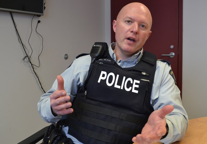 Olds RCMP Cpl. Michael Black hopes to have more information soon on an incident in which a knife is alleged to have been held to a person&#8217;s throat.