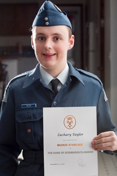 Zachary Taylor displays the Duke of Edinburgh&#8217;s bronze standard award he received.