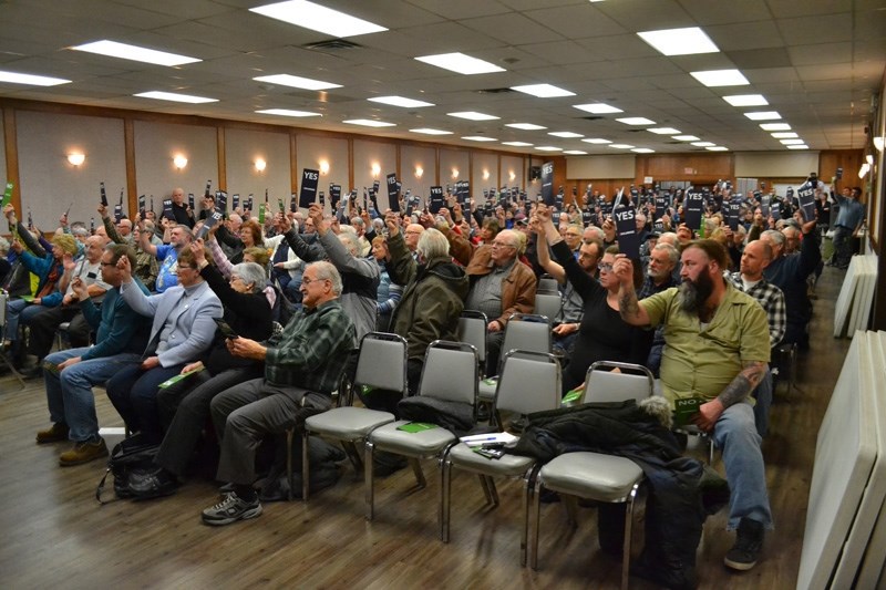 THE VOTE &#8211; When Wildrose Party Leader Brian Jean asks how many people attending a meeting at the legion want to see the Wildrose Party and Progressive Conservatives