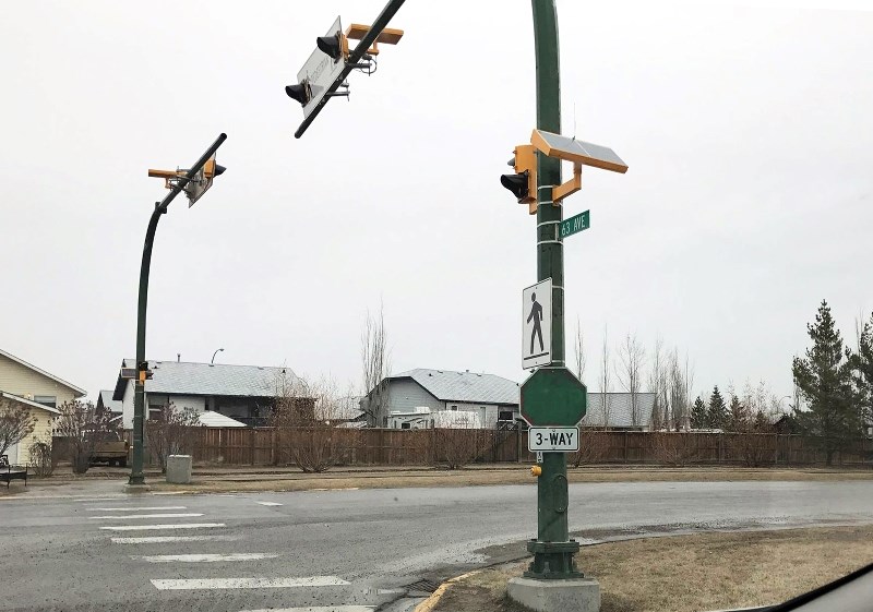 Three stop signs were vandalized late Monday night (April 17) at an intersection near Ècole Deer Meadow School.