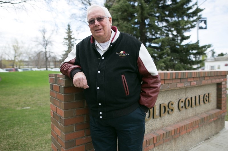 Outgoing Olds College Board of Governors chair Bob Clark looks out over on the Olds College grounds.