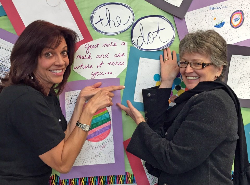 Dot Negropontes, right, with co-founder Hillary Carr, left, touring one of the local schools during the Anonymous Good campaign launch in 2015. Her son, John, said that while 