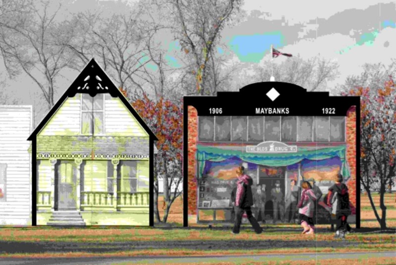 Permanent metal silhouettes will be installed in Centennial Park this summer, a year-round tribute to the Olds Fashioned Christmas village murals erected each holiday season.