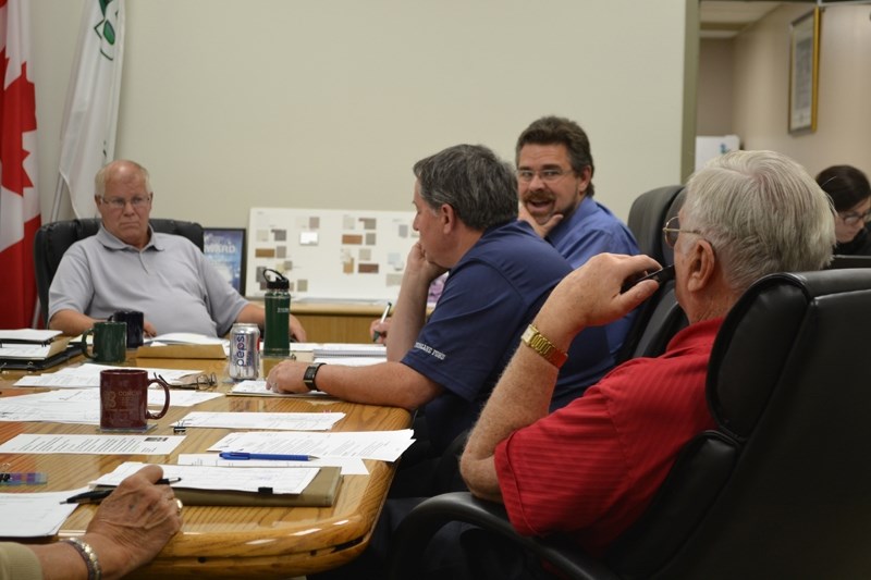 Robb Stuart (far left), the mayor of Bowden for the past 13 years, is seeking that post again in the Oct. 16 municipal election. Challenging him for the post is Earl Wilson
