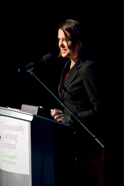 Danielle Smith answers a question during last Tuesday&#8217;s fundraiser for Olds-Didsbury-Three Hills candidate Bruce Rowe.