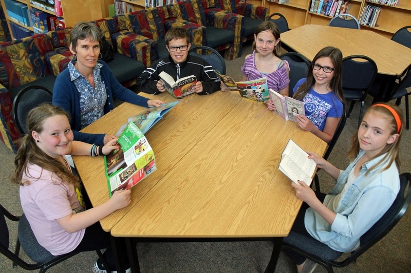 Students from Ecole Deer Meadow School including (from left) Grade 6 student Montana Durand and Grade 5 students Noah Martens, Tierney Craven, Katie Supernant and Emma Dixon