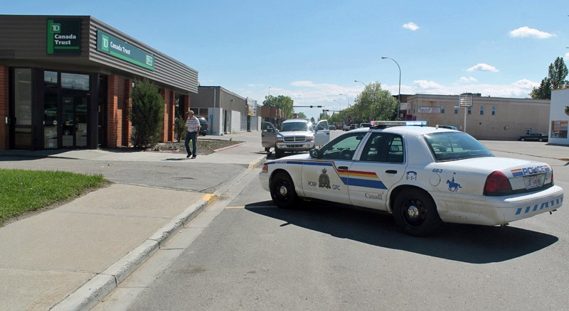 The TD Canada Trust bank on 50 Avenue was closed on the afternoon of June 4 as police investigated a robbery.