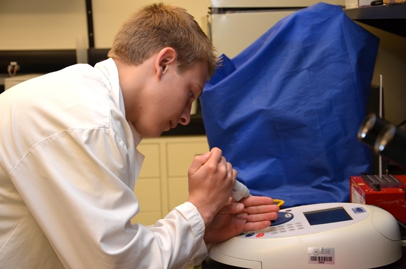 Mitchell Ormann, a Grade 11 student at Olds High School, is spending the remainder of his summer conducting micro-biological research at the University of Calgary.